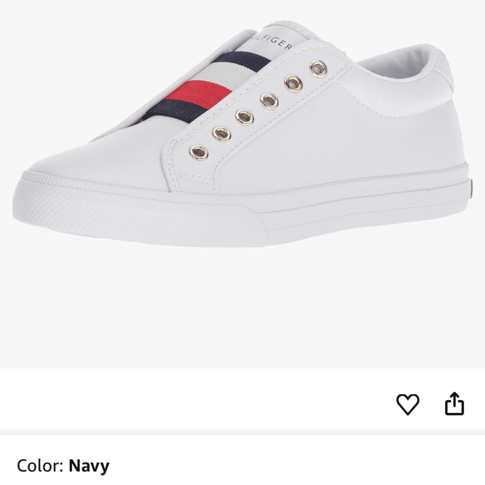 Tommy Hilfiger Kids' White Sneakers with Navy and Red Stripes
